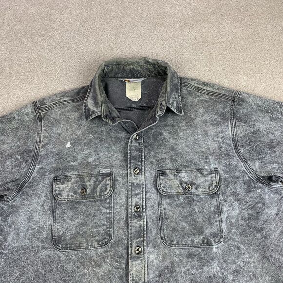 Vintage Carhartt Shirt Mens XL Gray Acid Wash Rugged Chore Button Up USA Made - Picture 4 of 16